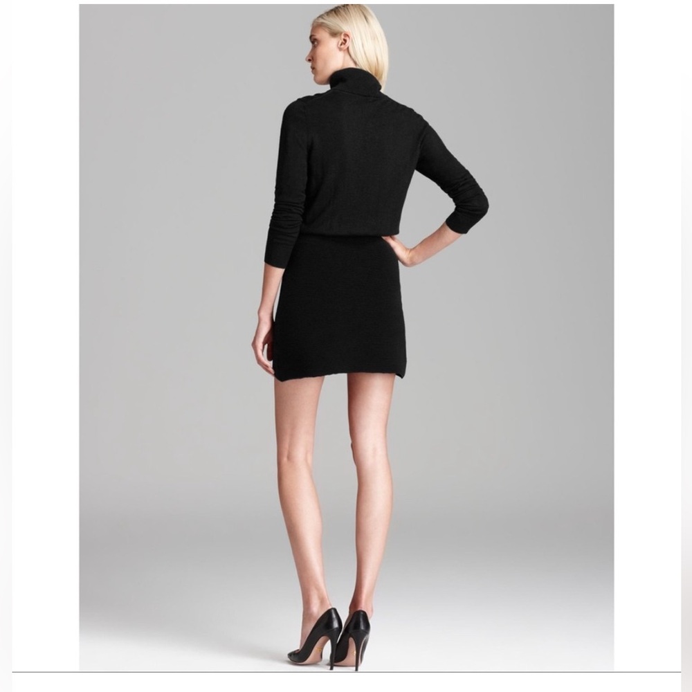 Theory Turtleneck Sweater Dress Ribbed Knit Wool Black Womens size s small